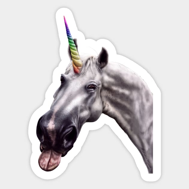 Unicorn Poking Tongue Selfie Sticker by Random Galaxy